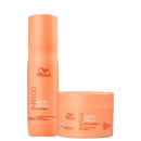Shampoo Wella Professionals Nutri-Enrich em embalagem plástica laranja de 250ml e pote redondo laranja de 150ml com a descrição Máscara de Nutrição Profunda para tratamento capilar.
