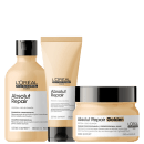 Kit L'Oréal Professionnel Serie Expert Absolut Repair Gold Quinoa + Protein Golden Tripla Ação, 3 produtos.
