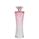 Frasco de perfume rosa com rótulo "Grace la rose sublime" em letras douradas. Embalagem de vidro com tampa transparente e detalhes em metal rosé.