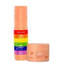 Shampoo Wella Professionals Nutri-Enrich em embalagem plástica laranja com detalhes coloridos de 250ml e pote redondo laranja de 150ml com a descrição Máscara de Nutrição Profunda para tratamento capilar.