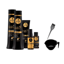 Linha de produtos Cavalo Forte da marca Haskell. Um shampoo e condicionador de 500ml cada, um leave-in de 150g, um reparador de pontas e um tratamento capilar de 35ml cada.