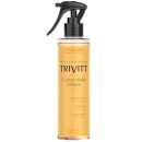 Fluido para ondas Itallian Hairtech. Embalagem com bomba borrifadora preta. Rótulo com o nome do produto "Fluido para Ondas" e detalhes como "Proteção Térmica", "Fixação Leve" e "Longa Duração". Capacidade de 200ml.