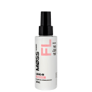 A imagem mostra um frasco de leave-in da linha Deep Liss da marca Moss. O frasco é branco com detalhes em rosa e preto. Possui capacidade de 120ml. O design é minimalista e moderno.