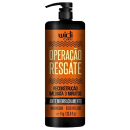 Frasco de 1 kg da linha Widi Care, com rótulo laranja e preto, contendo o texto "Operação Resgate" e informações sobre reconstrução capilar em 3 minutos, com aminoácidos e óleos vegetais.
