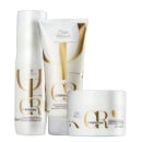 Kit com shampoo, condicionador e máscara capilar Oil Reflections da marca Wella Professionals.