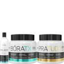 Kit com progressiva selagem 3D, máscara de realinhamento BóraTX e máscara capilar Pra Tudo, da marca Borabella.