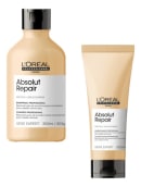Kit com shampoo e condicionador Absolut Repair da marca L'Óreal Professionnel.