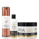 Kit com escova progressiva Perfecta, máscara Pra Tudo e redutor de volume Não Chore Mais, da marca Borabella.