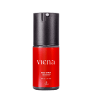 Body spray desodorante Viena, da marca Thera Cosméticos. Embalagem cilíndrica na cor vermelha vibrante e parte superior em preto.