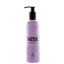Creme corporal Nise da marca Thera Cosméticos. Embalagem plástica na cor lilás, com bomba doseadora preta. Rótulo com o nome do produto "Nise Creme corporal" em letras pretas, logotipo da marca Thera e indicação do volume de 240ml.