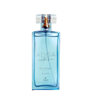 Perfume feminino Adisa Extreme da marca Thera. Frasco retangular de vidro transparente com líquido azulado e tampa quadrada transparente. Aparece o nome do produto "Adisa Extreme Deo Colônia Feminino" e informações como volume de 100ml