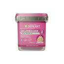 É um produto de beleza da marca Depilnat, uma máscara facial e corporal chamada Gellimáscara Rosa Mosqueta com ácido hialurônico. A embalagem é um pote plástico transparente com tampa rosa.