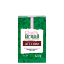 Sabonete Cheiro Brasil. Embalagem retangular verde com estampa de folhagens. Rótulo branco com detalhes em vermelho descrevendo o produto como "estimulante natural, antisséptico e equilibra o pH da pele". Indicação de 120g e selo vegano.