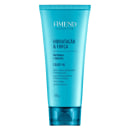 A imagem mostra um frasco plástico azul turquesa do leave-in da linha "Hidratação & Força" da marca Amend Cosméticos. O frasco tem o formato cilíndrico com capacidade de 180g