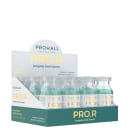 Ampola anti-danos da linha PRO.R da marca Prohall Professional. A embalagem consiste em uma caixa verde e amarela contendo 12 unidades de ampolas de 15ml cada.