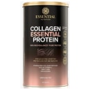 A imagem mostra uma lata de suplemento com rótulo preto e marrom.