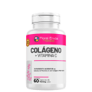 Suplemento alimentar em cápsulas de Colágeno + Vitamina C Floral Ervas do Brasil. O frasco contém 60 cápsulas de 400mg cada. O rótulo é predominantemente rosa e branco, com o nome do produto "Colágeno + Vitamina C" em letras pretas grandes.