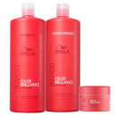Conjunto de produtos Wella Professionals para cabelos coloridos, composto por shampoo, condicionador e máscara "Color Brilliance".