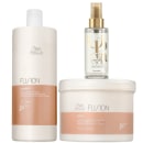 Shampoo Fusion 1L, máscara Fusion 500ml e Oil Reflections Light 100ml.