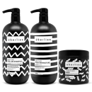 Kit com shampoo, escova progressiva e máscara capilar Überliss da marca Avlon.