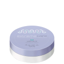 Embalagem em formato arredondado, base branca  com tampa azul claro.