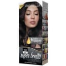 Coloração de cabelos da marca Probelle. Caixa retangular com imagem de uma mulher de cabelos longos e escuros. Texto visível na embalagem: "Probelle", "Super Bonita 1.3" e "6 cores tecnológicas de avançada vitalidade".