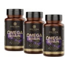 A imagem mostra um kit com três embalagens redondas, toda marrom com rótulo preto e letras douradas.