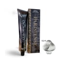 A imagem mostra produtos de coloração de cabelo profissional da marca Paris Cosmetics. Há uma caixa retangular exibindo o logotipo e nome "Paris Cosmetics". Ao lado está um tubo preto brilhante com a mesma marca impressa, contendo o creme colorante.