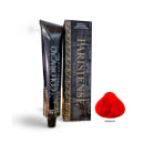 A imagem mostra produtos de coloração de cabelo profissional da marca Paris Cosmetics. Há uma caixa retangular exibindo o logotipo e nome "Paris Cosmetics". Ao lado está um tubo preto brilhante com a mesma marca impressa, contendo o creme colorante.