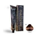 A imagem mostra produtos de coloração de cabelo profissional da marca Paris Cosmetics. Há uma caixa retangular exibindo o logotipo e nome "Paris Cosmetics". Ao lado está um tubo preto brilhante com a mesma marca impressa, contendo o creme colorante.