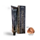 A imagem mostra produtos de coloração de cabelo profissional da marca Paris Cosmetics. Há uma caixa retangular exibindo o logotipo e nome "Paris Cosmetics". Ao lado está um tubo preto brilhante com a mesma marca impressa, contendo o creme colorante.