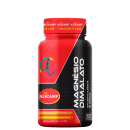 A imagem mostra o frasco do produto que é cilíndrico com o rótulo nas cores vermelho e preto com detalhes em amarelo e branco.