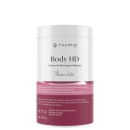 Creme de massagem redutor Body HD da linha Tulipia Pro. Embalagem plástica branca com detalhes em rosa.