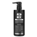 A imagem mostra um frasco preto, com rótulo preto e letras brancas. A tampa é pump cor preta.