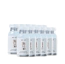 Doze ampolas de tratamento capilar com 13ml cada. Cada frasco tem uma tampa branca e um rótulo com o nome "Divino" escrito em letras marrons e o logotipo Braé.