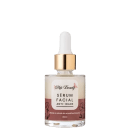 A imagem mostra um frasco pequeno, de 30ml, transparente com rótulo bege e marrom e tampa de conta-gotas branca com detalhe dourado.