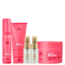 Produtos Wella Professionals da linha Color Brilliance, incluindo shampoo, máscara e leave-in e dois óleos Oil Reflections Light