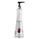 Embalagem branca em formato pump, com letras pretas e uma pequena ilustração do perfil de uma mulher de cabelo crespo black na cor vermelha no centro do rótulo.