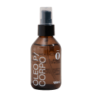 Frasco de spray de 100 ml com rótulo em preto e branco contendo a inscrição "Óleo para Corpo" em destaque.