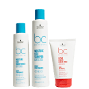 Kit Schwarzkopf Professional Moisture Kick + Repair Rescue, 3 produtos.