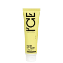 Bisnaga amarela com rótulo preto contendo a marca "Ice Professional" e o texto "Tame My Hair Cream" para cabelos opacos e rebeldes.
