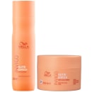 Produtos de tratamento capilar Wella Professionals Nutri-Enrich com extrato de goji berry. Um frasco laranja de 250ml contendo shampoo nutritivo profundo. Uma máscara nutritiva profunda em embalagem laranja de 150ml.