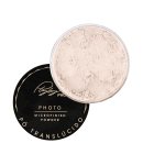 Pó compacto de acabamento microfino da linha Playboy Pro, em embalagem preta e dourada com rótulo "Photo Microfinish Powder".