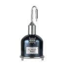 Frasco de perfume preto da marca Lattafa Perfumes, com rótulo branco indicando o nome "Sur Mesure Noir". O frasco possui um design elegante e moderno, com um bico pulverizador de metal.