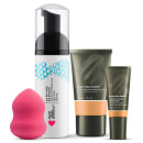 Kit Corretivo Aqua cor 02 + Base Aqua cor 02Q + Espuma de Limpeza Tchau Poluição + Esponja Facial