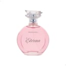 Frasco de perfume Eterna da marca Abelha Rainha, com design elegante e embalagem rosa claro. O rótulo apresenta o nome da fragrância em destaque.