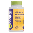 Frasco branco com tampa verde e rótulo roxo e amarelo contendo cápsulas de óleo de semente de abóbora, suplemento alimentar da marca Maltta Nutrition, com 120 cápsulas.