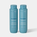 São dois frascos de shampoo hidratante da linha Brae Stages Hydration com 250ml cada. Também há informações adicionais em português sobre os ingredientes restauradores e hidratantes, como aminoácidos e extrato de aloe vera.