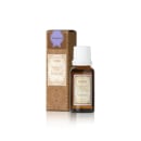 Essência pura Vinhedos, produto da marca Empório Essenza Serra Gaúcha, em frasco de vidro com rótulo marrom e detalhes em lilás, embalado em caixa de papelão com padrão decorativo.