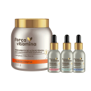 Força Vitamina Cabelos Crespos - Máscara de Alta Potência para Customizar 500g + 3 Concentrados